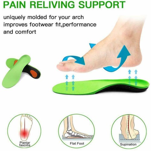Orthotic Shoe Insoles Inserts Flat Feet High Arch Support For Plantar - Picture 8 of 17