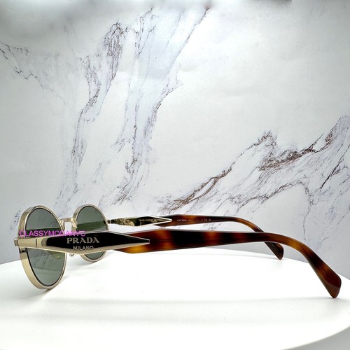 Gafas de sol PRADA nuevas PR65ZS metal dorado ovaladas redondas símbolo logotipo ZVN70L - Imagen 6 de 23