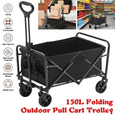 150L Push Pull Wagon Trolley Buggy Folding Cart Outdoor Camping Beach Shopping