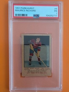 1951-52 PARKHURST HOCKEY MAURICE RICHARD ROOKIE RC #4 PSA 1 (PR) EYE APPEAL!