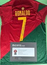 CRISTIANO RONALDO BACK SIGNED PORTUGAL 2022-23 HOME SHIRT COA Icon