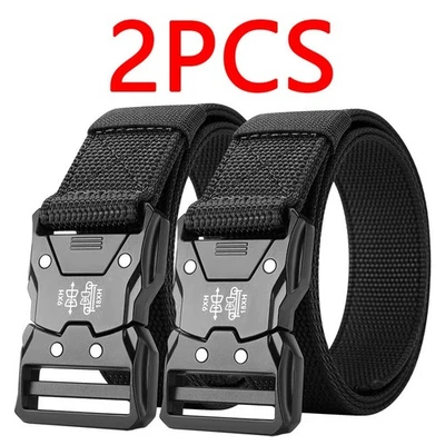 2Pcs Quick Release Buckle Military Trouser Belt Camo Army Tactical Webbing Nylon
