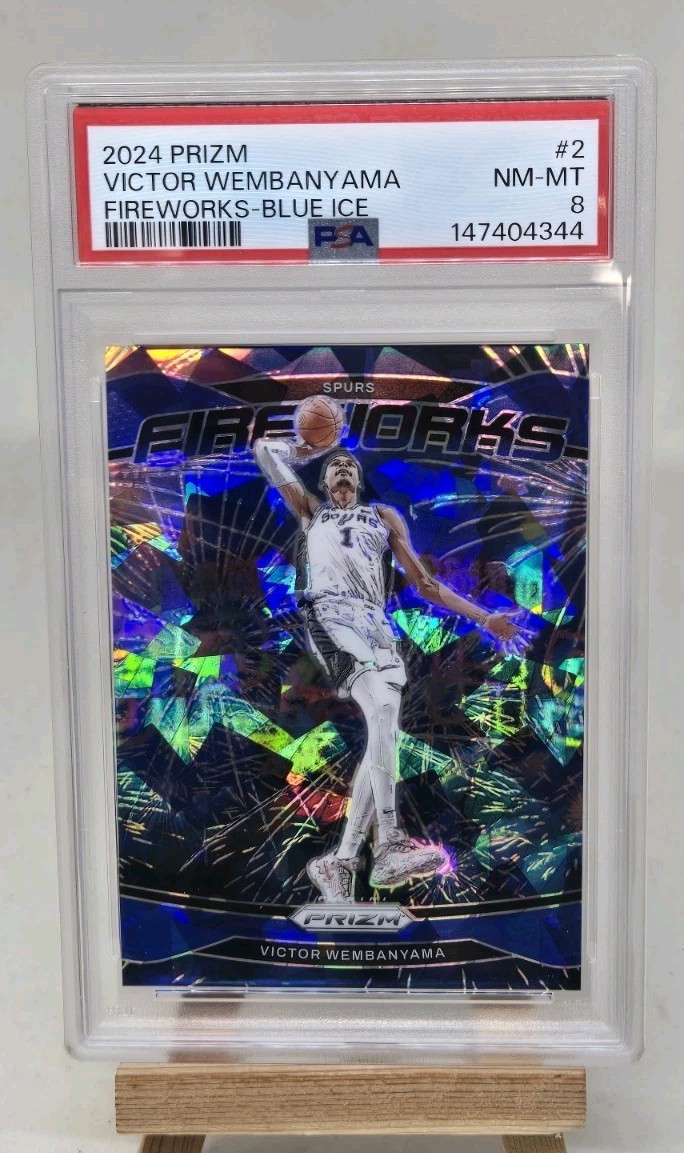 Victor Wembanyama 2024-25 Panini Prizm - Fireworks #2 Blue Ice Prizm /125