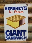 VINTAGE HERSHEYS ICE CREAM PORCELAIN SIGN OLD HARRISBURG PA DAIRY FARM MILK 1978