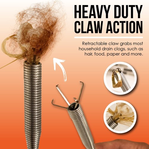 Pistol Grip Grabber Claw, Drain Clog Pickup Snake, Remove Hair and Clogs from... - Picture 3 of 9