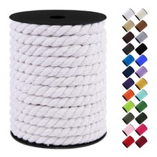 10mm x 75 FT Cotton Macrame Cord Thick Rope Yarn 3 Strand Twisted Wall Basket
