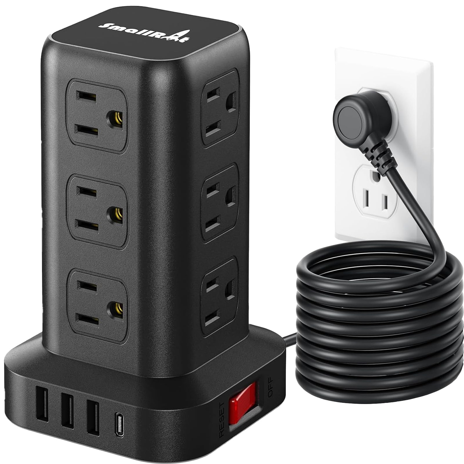 Extension Cord with Multiple Outlets, SMALLRT Surge Protector Tower, PD 20W U...-image