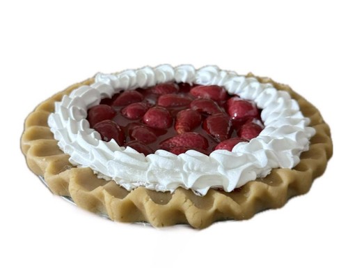 ❤️ Fake Pie, cremiger Erdbeerglasurkuchen in goldener Kruste, 10x2,5"" in Folienpfanne - Bild 2 von 4