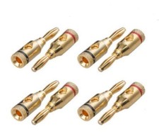 4 Pairs 8 Banana Plugs Gold Plated Open Screw Type Speaker Wire Connectors Set