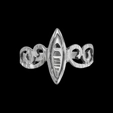 Sterling Silver Diamond Cut Scrollwork Marquise Ring