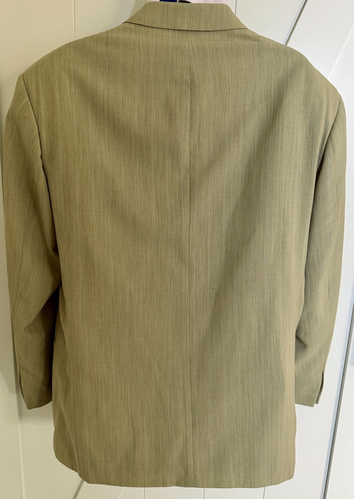 Vintage Hugo Boss Mens Suit 54R Beige Pinstripe Wool Pleated Cuffed Pants Italy thumbnail 3