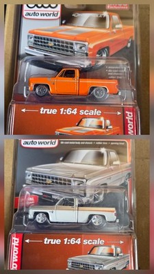 Auto World Mijo Exclusives- 1980 Chevy Silverado Pickup- 1:64 Orange & Grey 