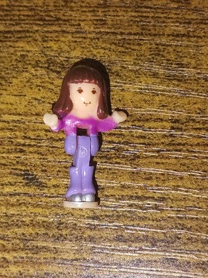 Vintage Polly Pocket Doll Blue Bird Tiny Miniature Girl Toy Purple Pink Brunette