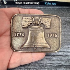 1976 Liberty Bell Belt Buckle - Solid Brass - Bicentennial - Vintage