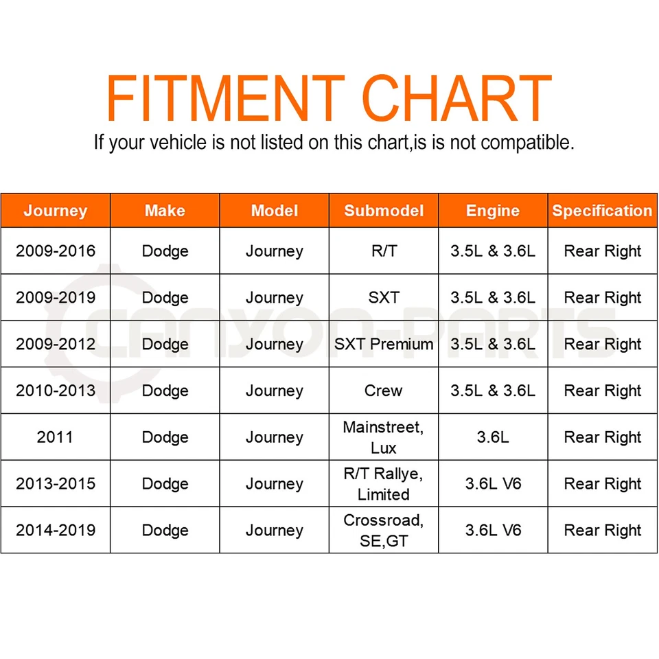 Conjunto de eje trasero derecho CV para Dodge Journey 2009-2019 3,5 L 3,6 L 6 cilindros Foto 2 de 4