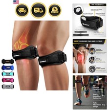 2 Pack Patella Tendon Knee Straps, Knee Brace for Women Men with Extra Stra...