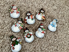wood snowman ornaments set of 8