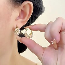 Fashion Jewelry Rhinestone Crystal Lady Ear Stud Earrings Pearl For Women Party