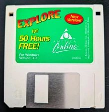 AOL Version 3.0 America Online, Vintage Collectible 3.5" Disk, EXPLORE Art