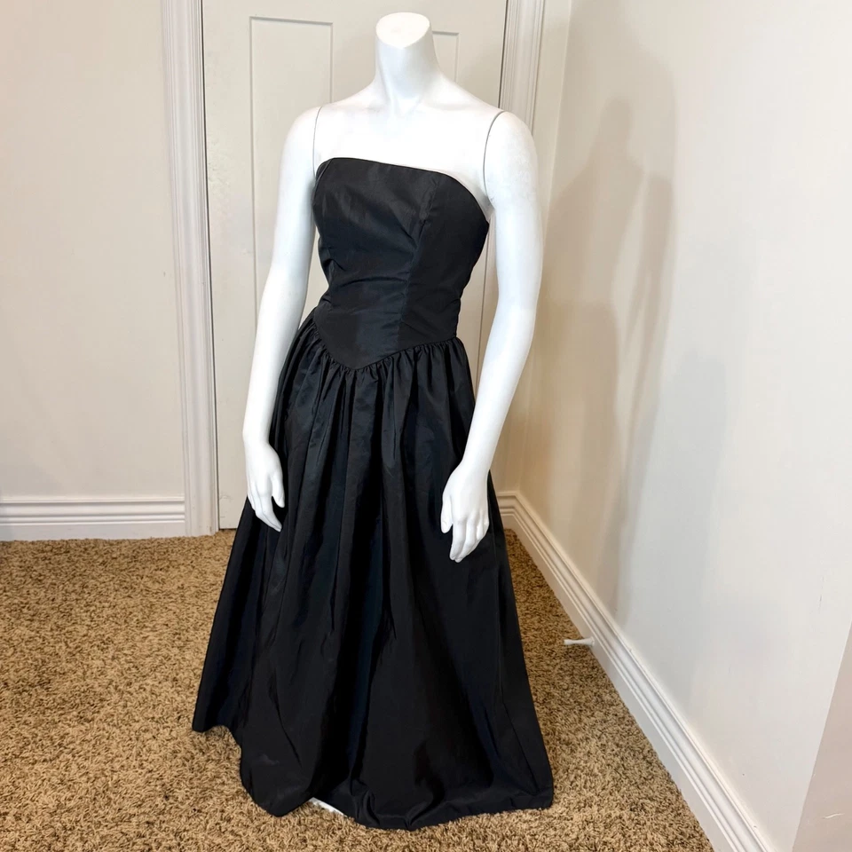 VESTIDO CORPIÑO TAFETÁN SIN TIRANTES VINTAGE AÑOS 60 S 38 Vestido Hollywood Retro Cóctel Foto 2 de 4