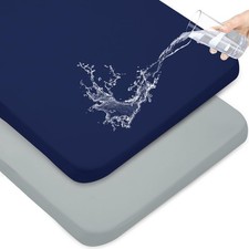 Waterproof Pack and Play Sheets Fitted 2 Pack, 38" x 26", Navy Grey