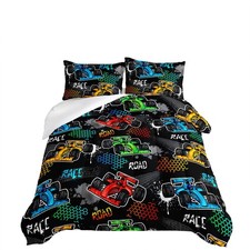 's Cartoon Racing Car Comforter for Boys' Racecar Bed Decor,Colorful Car Patt...