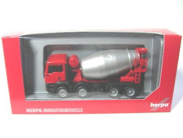 MAN TGS M Concrete Mixer (Red/Silver) 1:87 - Herpa in Original Packaging