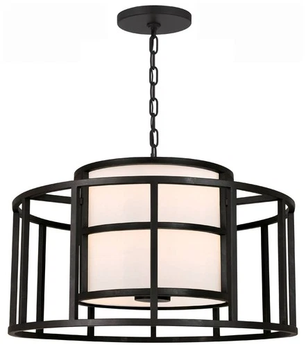 Crystorama Hulton 25" Wide Matte Black Pendant Light - Picture 2 of 8