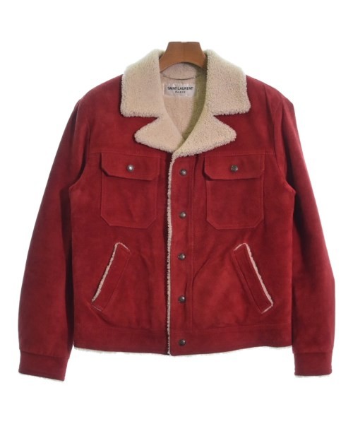 Giubbotto bomber uomo Saint Laurent Paris pelle rosso taglia 48