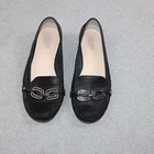 Coach Ella Shoes Women Size 9 Black Leather Loafer Flats Slip On Logo READ