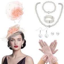 7Pcs Fascinators for Women,20s 50s Tea Party Fascinator Hats for Pink