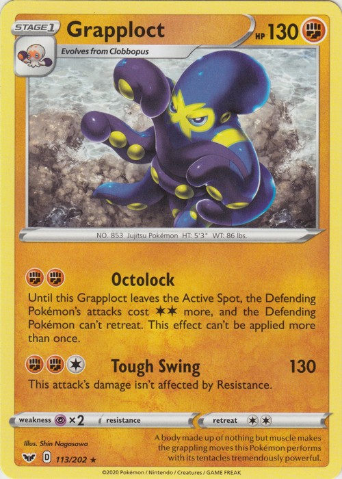 Grapploct - 113/202 - Rare (Near Mint) Sword & Shield Base Set - Fighting Pokémo