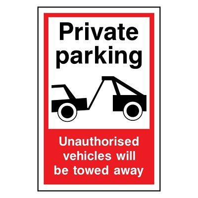 Privatparkplatz unbefugte Fahrzeuge Schild oder Aufkleber | PARK0080