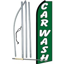 Car Wash Green Flag with Flag Pole and Spike