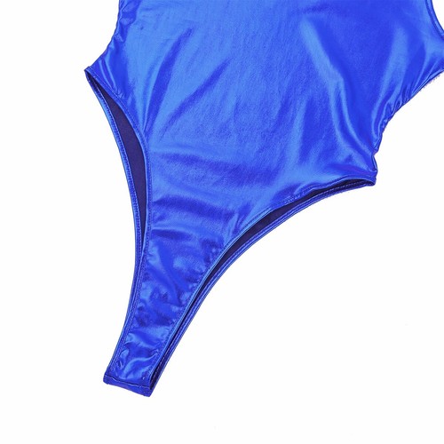 Traje de baño tanga de cuero sintético holográfico brillante metálico de corte alto para mujer - Imagen 9 de 96