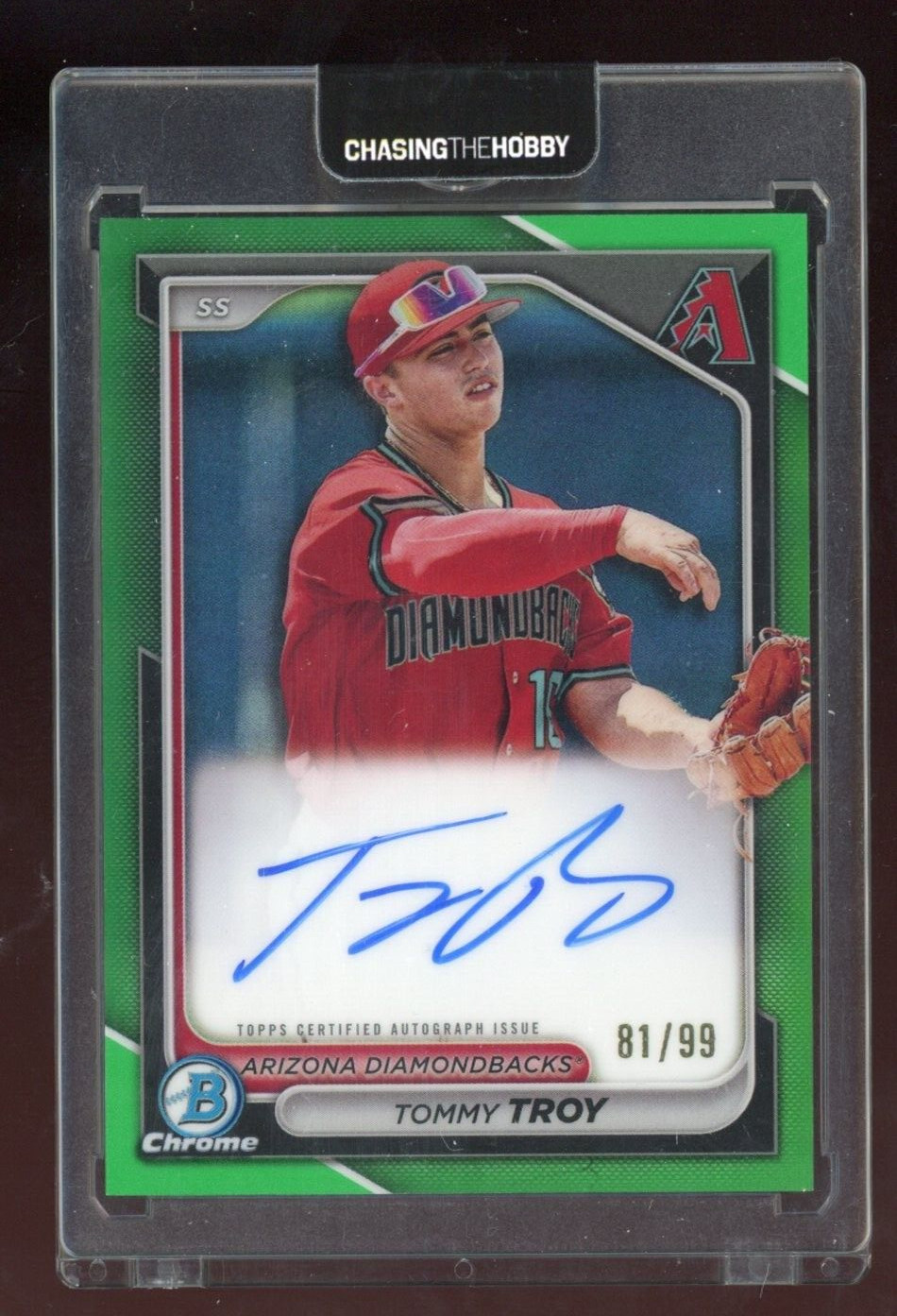 Tommy Troy 2024 Bowman Chrome Auto Green #CPA-TT Serial #d 81/99 Diamondbacks