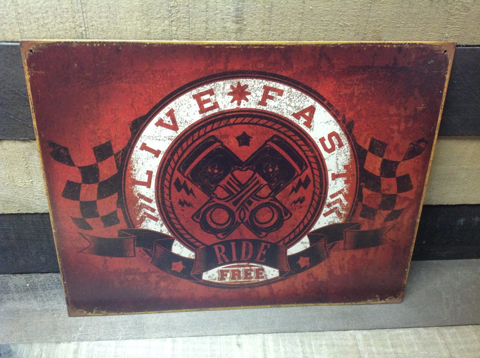 Live Fast Ride Free Motorcycle Sign Tin Vintage Garage Bar Decor Old ...