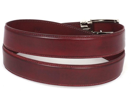 Paul Parkman Mens Belt Leather Calfskin Bordeaux Italian Hand-Painted B01-BRD - Picture 2 of 2