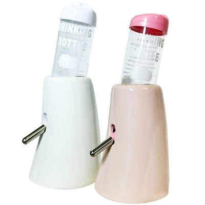 EXOTIC NUTRITION Ceramic Holder with Water Bottle. Durable & Unique Cage Accessory- Small Animals