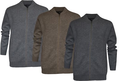 Zip Up Cardigan Knitted Plain Jumper Sweater Casual Winter Ex Store with Pockets