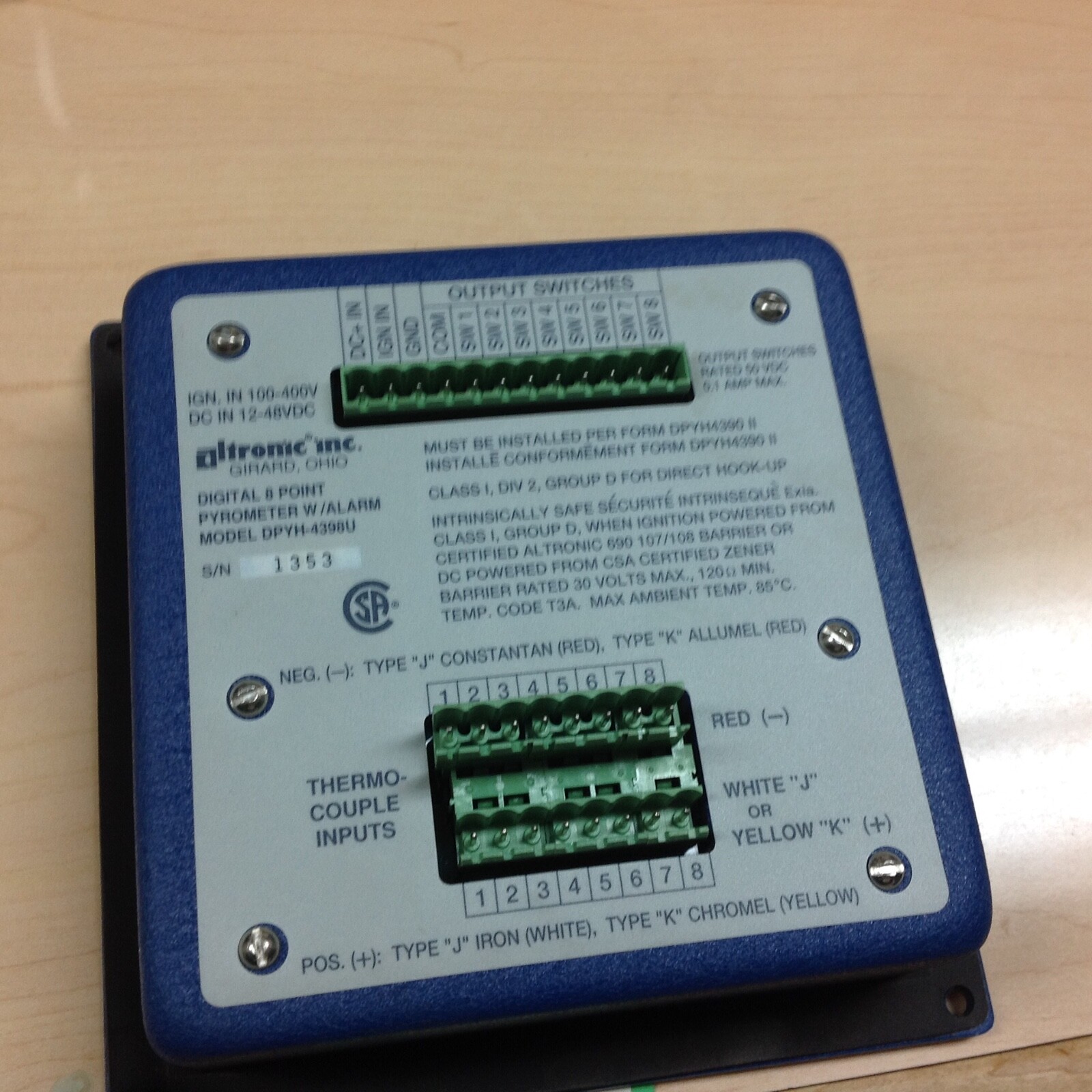 Altronic pyrometer model DPYH4398U eBay