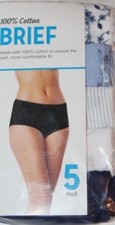 Women's 100 Cotton Brief 5-Pack Asstd Panties Underwear Sz 6 Med 8-10 