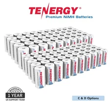 Tenergy Premium C and D High Capacity NiMH Rechargeable Batteries 1.2V Lot