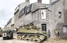 WW2 Picture Photo Normandy on July  1944 US Tank M5A1 Stuart 25th Cavalry  4586