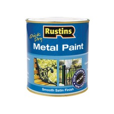 Rustins MPWH1000 Quick Dry Metal Paint Smooth Satin Finish White 1 Litre