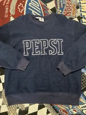 Vintage Pepsi Cola Soda Sweatshirt Medium Blue Logo Cotton Embroidered 90's
