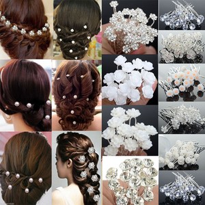 20 40pcs Wedding Bridal Pearl Flower Crystal Hair Pins Clips
