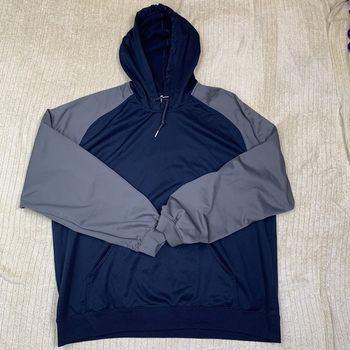 Nike Sweater Mens XXL 2XL Blue Gray Swoosh Hooded Sweatshirt Pullover Hoodie - Picture 2 of 12