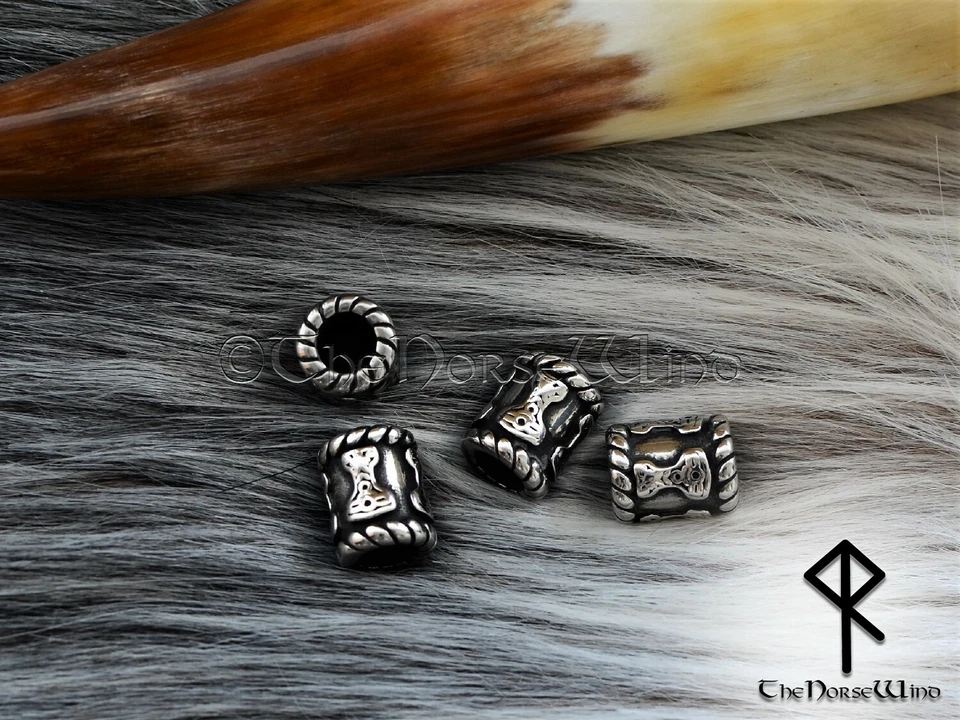 Wikinger Bartperle Mjolnir Haarperle Bartring Thor Hammer Mittelalter Edelstahl - Bild 4 von 4