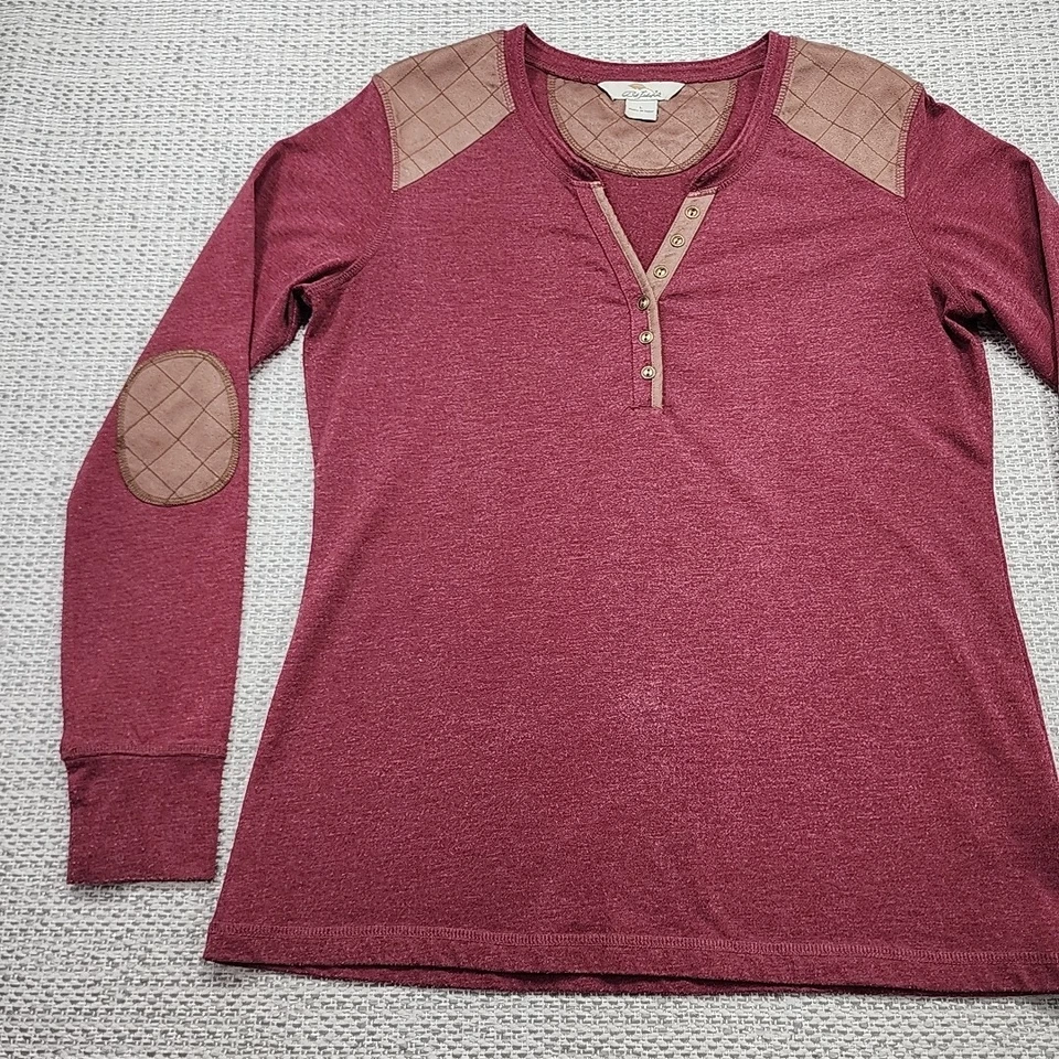 Bob Timberlake Henley Shirt Mens Large Long Sleeve Shoulder Elbow Patches - Image 3 of 4